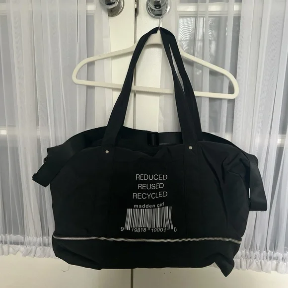 Handbag Madden Girl Nylon Weekend Bag Madden Girl Black Nylon